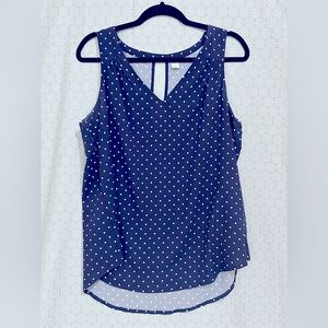 Navy Polka Dot Sleeveless Blouse, Large